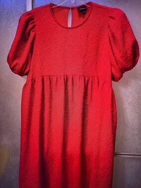 Who, What, Wear brand Red embossed dress.